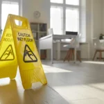 Wet floor sign on gloor